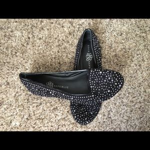 Black studded flats